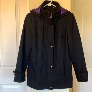 Calvin Klein Black Wool Hooded Women’s Coat Size 8